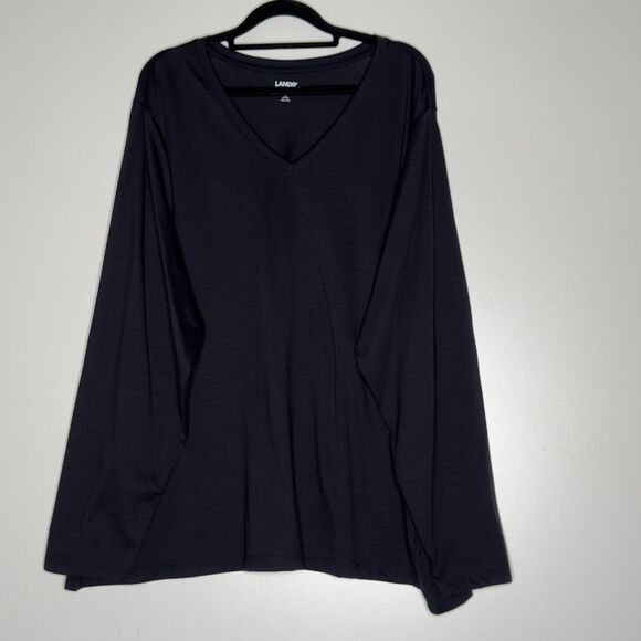 New Lands' End Relaxed Supima Cotton Long Sleeve V-Neck Tee Women's Plus Size 3X - Picture 1 of 8